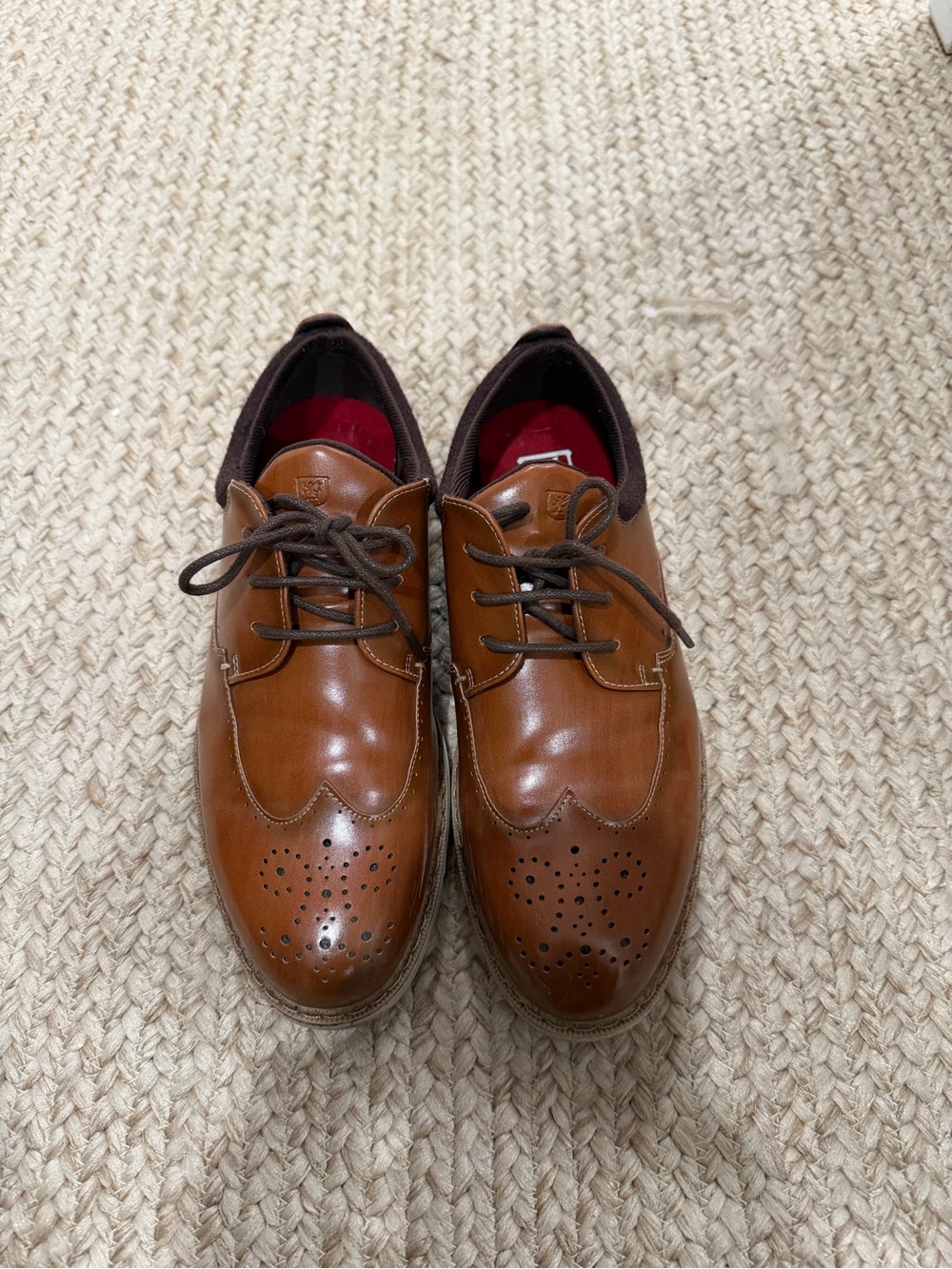 Stacy Adams Boy’s Tan Brown Leather Wingtip Derby Shoes